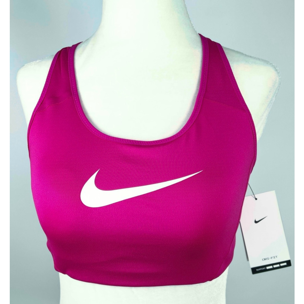 NWT Nike Womans Top Fuchsia White Dri-FIT Racerback Sports Bra M